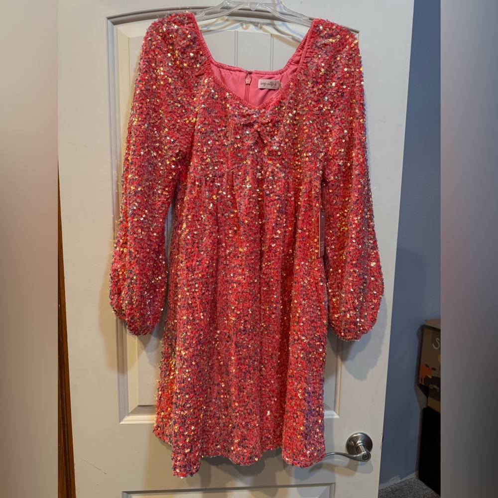 Ivy City Co Pink Jewel Sequin Dress